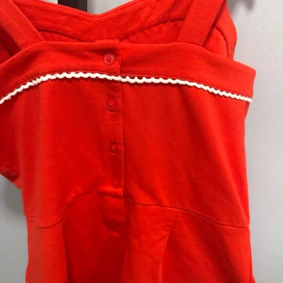 Janie and Jack Red Romper with White Trim - Picture 6 of 9